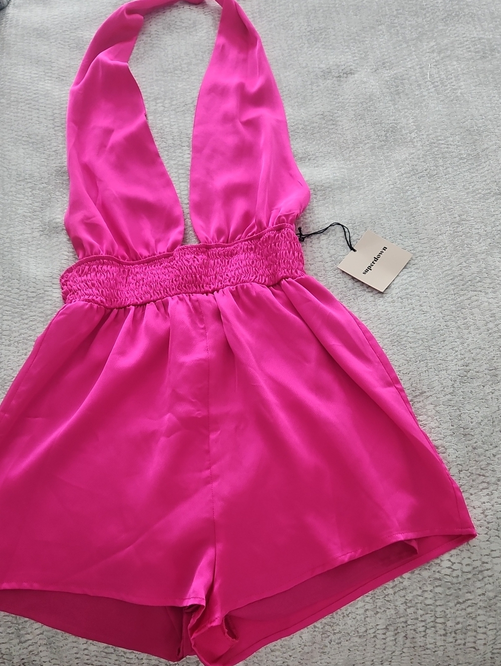 superdown Hot Pink Halter Romper